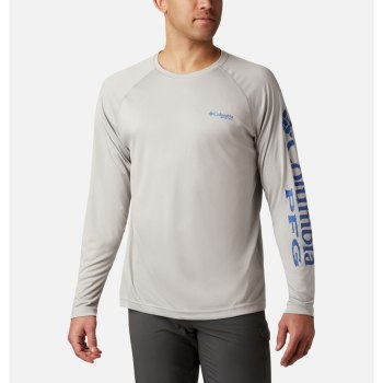 Columbia PFG Terminal Tackle Heather Long Sleeve, Sudaderas Grises Azules Para Hombre | 475310-ISR